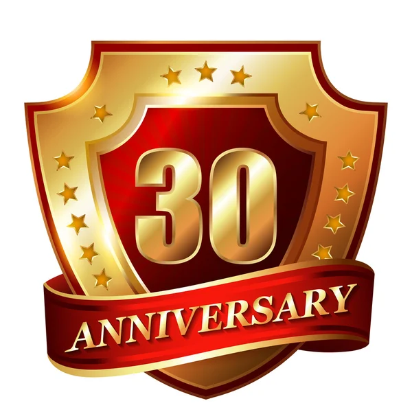 30 Aniversário etiqueta dourada — Vetor de Stock