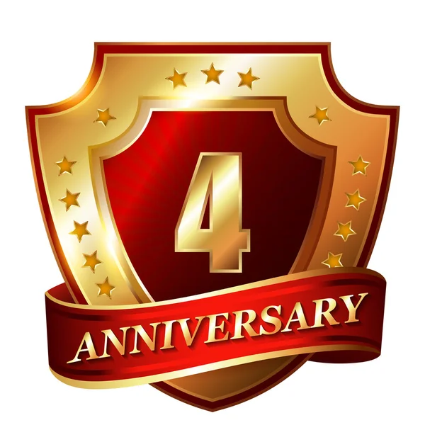 4 Anniversary golden label — Stock Vector