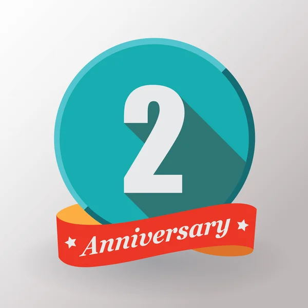 2 Anniversary label with ribbon — Stock Vector