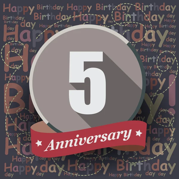 5 Happy Birthday Anniversary — Stock Vector