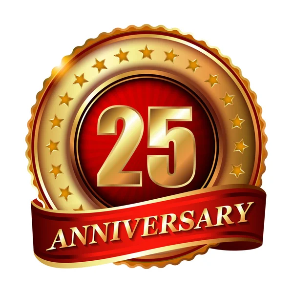 25 årsdagen golden label — Stock vektor