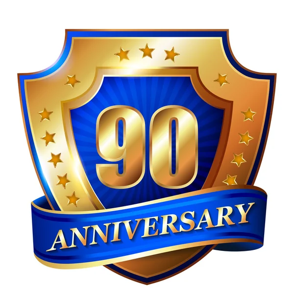 90 Anniversary golden label — Stock Vector