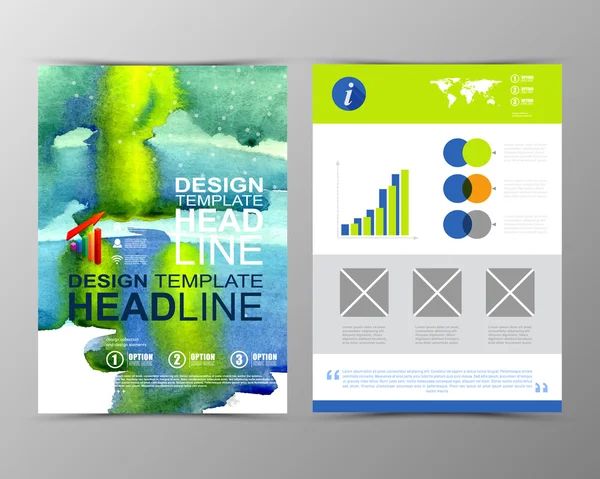 Plantilla de folleto geométrico de acuarela abstracta — Archivo Imágenes Vectoriales