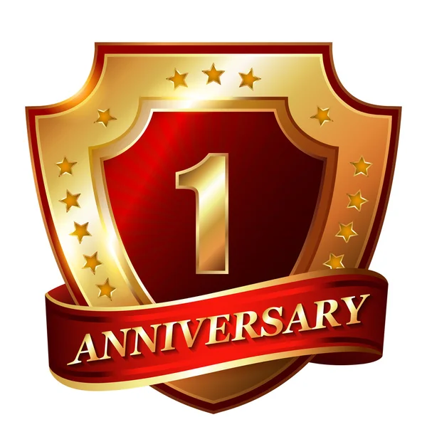 1 Anniversary golden label — Stock Vector