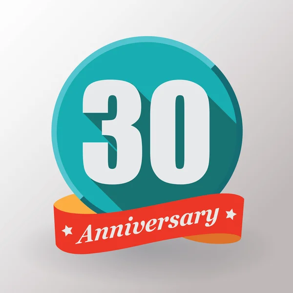 30 Anniversary label with ribbon — Stock Vector