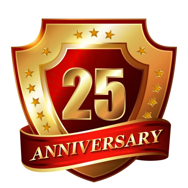 25 Anniversary golden label — Stock Vector