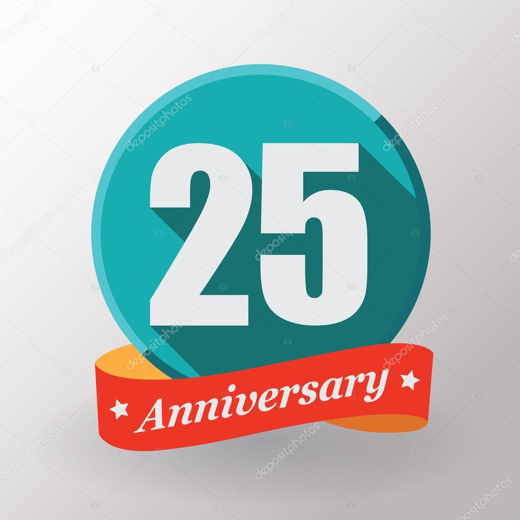 25 Anniversary label with ribbon
