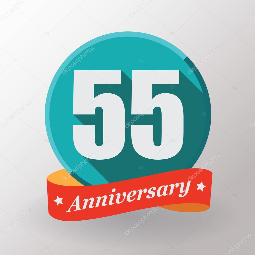 55 Anniversary label with ribbon