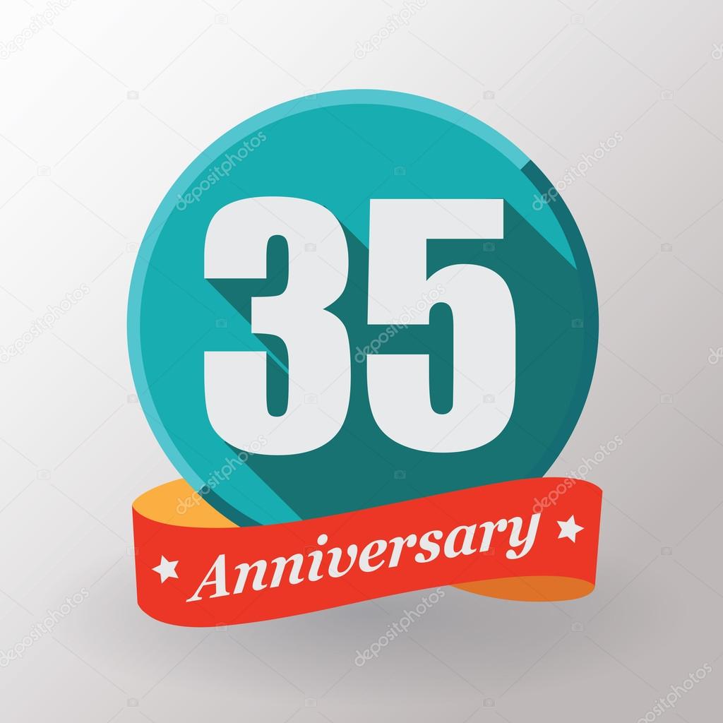 35 Anniversary label with ribbon