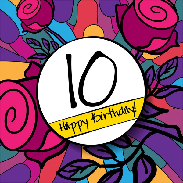 10 Feliz aniversário de fundo — Vetor de Stock