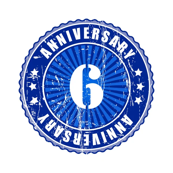 6 años sello de aniversario . — Vector de stock