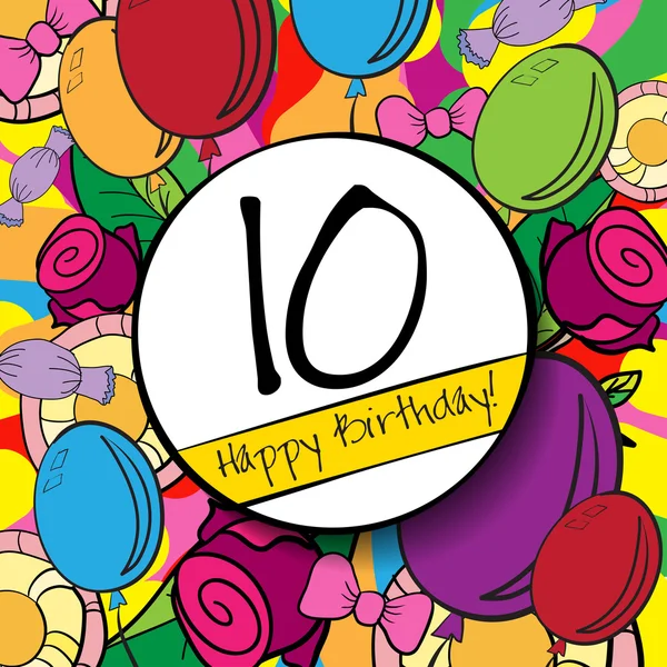 10 счастливых дней рождения — стоковый вектор
