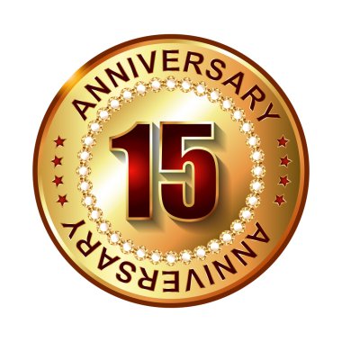 15 yıl yıldönümü altın etiketi.