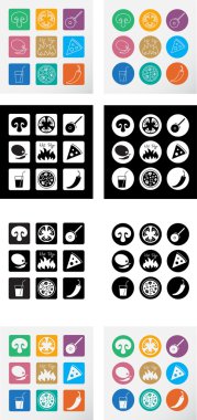 İtalyan pizza Icons set