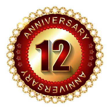12 yıl yıldönümü altın etiket.