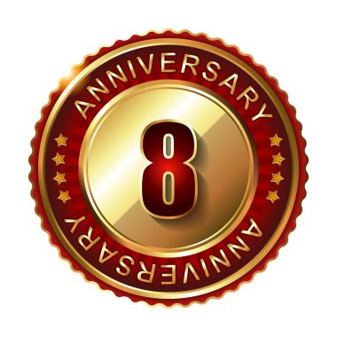 8 yıl yıldönümü altın etiket.