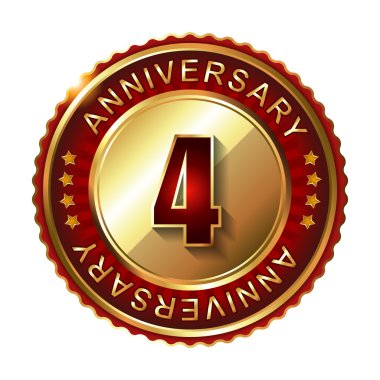 4 yıl yıldönümü altın etiket.