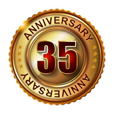 35 yıl yıldönümü altın etiketi.