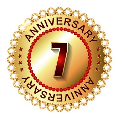 7 yıl yıldönümü altın etiket.