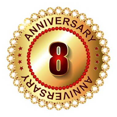 8 yıl yıldönümü altın etiket.
