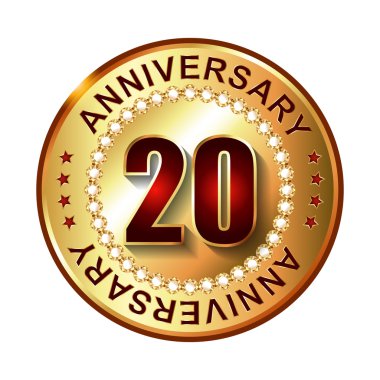 20 yıl yıldönümü altın etiketi.