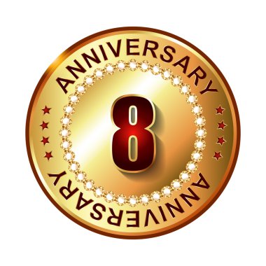 8 yıl yıldönümü altın etiket.