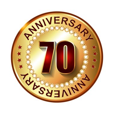 70 yıl yıldönümü altın etiketi.