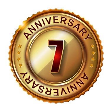 7 yıl yıldönümü altın etiket.