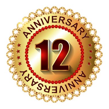 12 yıl yıldönümü altın etiket.