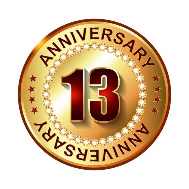 13 yıl yıldönümü altın etiket.