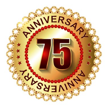 75 yıl yıldönümü altın etiketi.