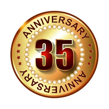 35 Years anniversary golden label. clipart