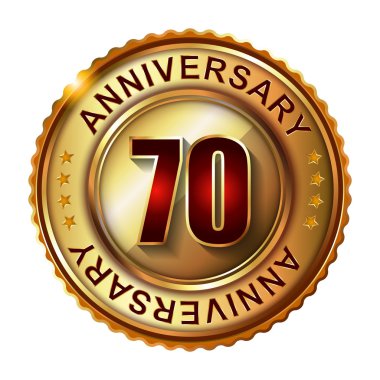 70 yıl yıldönümü altın etiketi.