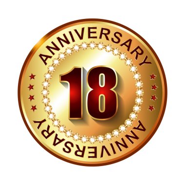 18 yıl yıldönümü altın etiket.