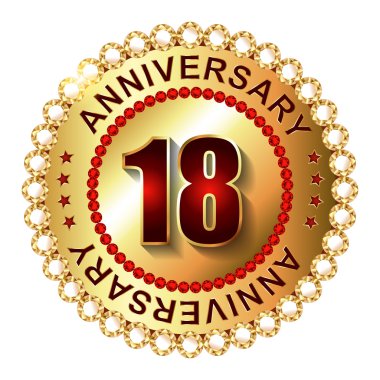 18 yıl yıldönümü altın etiket.