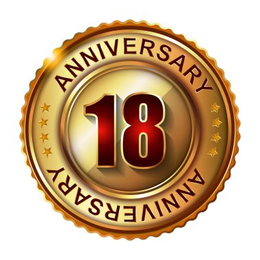 18 yıl yıldönümü altın etiket.