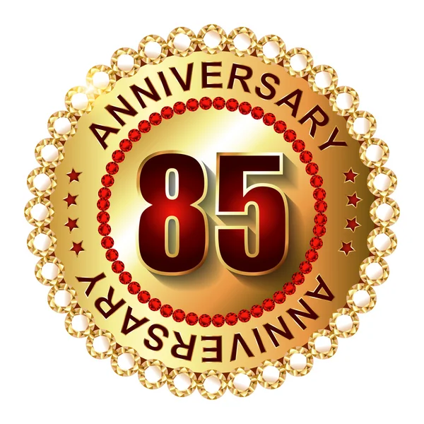 85 Years anniversary golden label. — Stock Vector