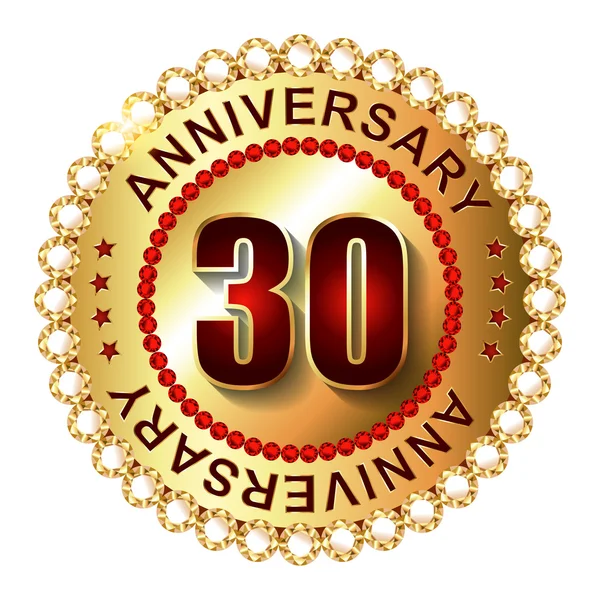 30 Years anniversary golden label. — Stock Vector