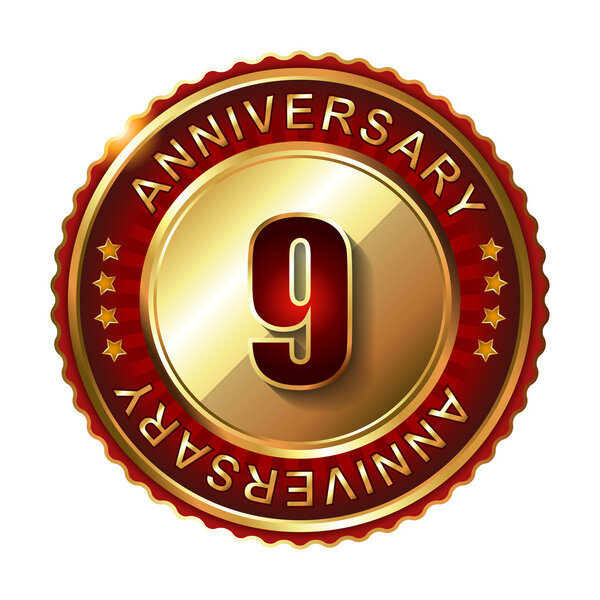 9 Years anniversary golden label.