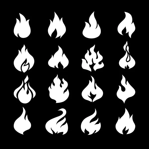 Flammes de feu, ensemble icônes . — Image vectorielle