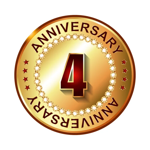 4 ans label d'or anniversaire . — Image vectorielle