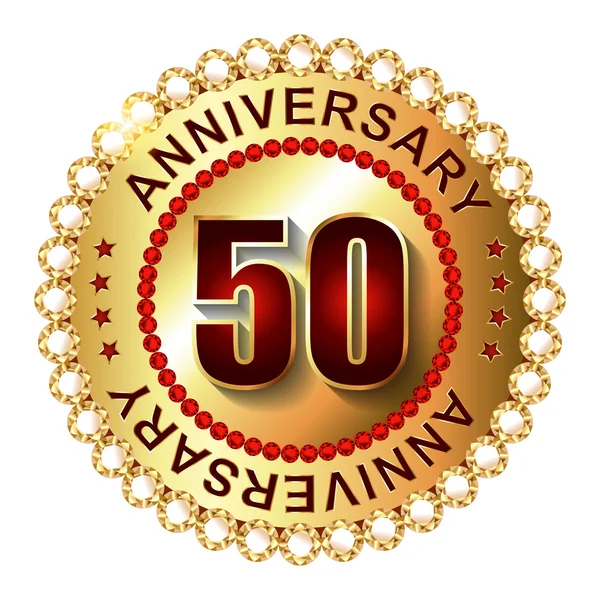 50 ans label d'or anniversaire . — Image vectorielle