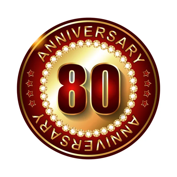 80 Years anniversary golden label. — Stock Vector
