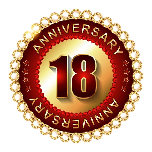 18 Years anniversary golden label. — Stock Vector