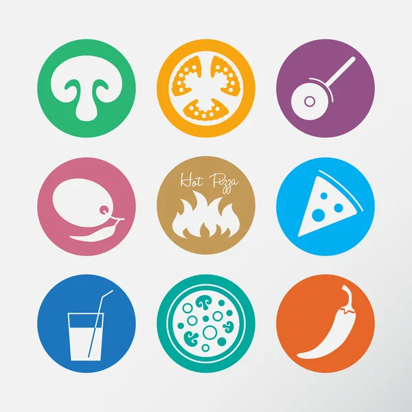 Ensemble d'icônes pour pizza italienne . — Image vectorielle
