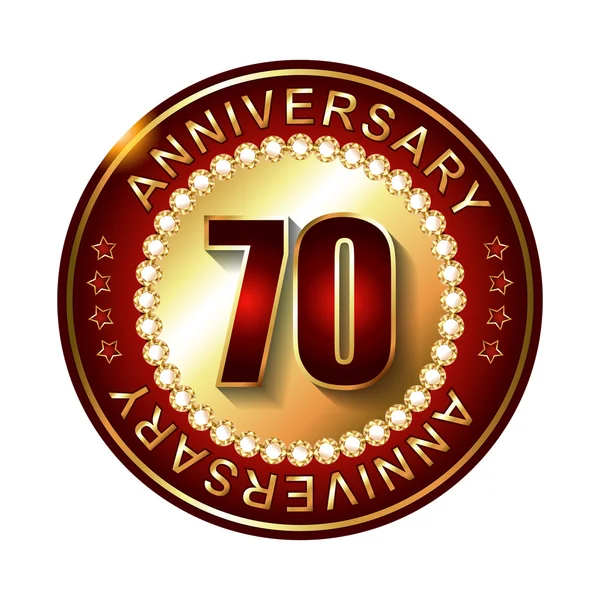 70 Years anniversary golden label. — Stock Vector