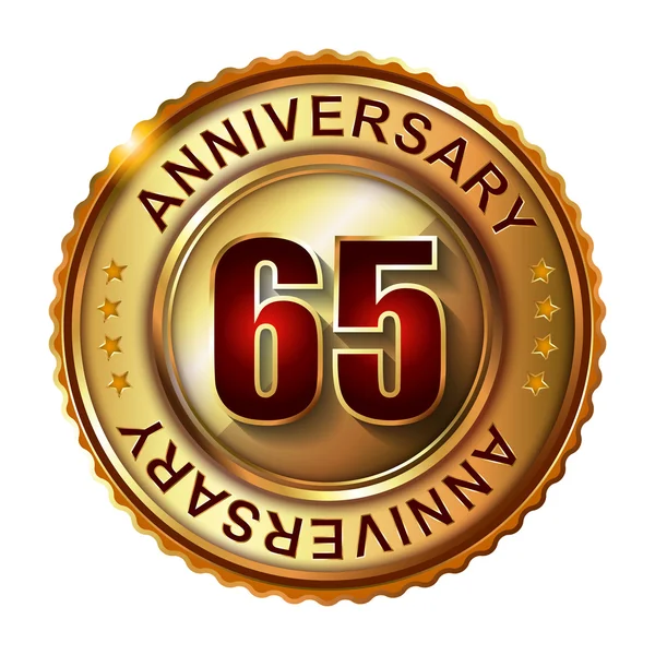 65 Years anniversary golden label. — Stock Vector