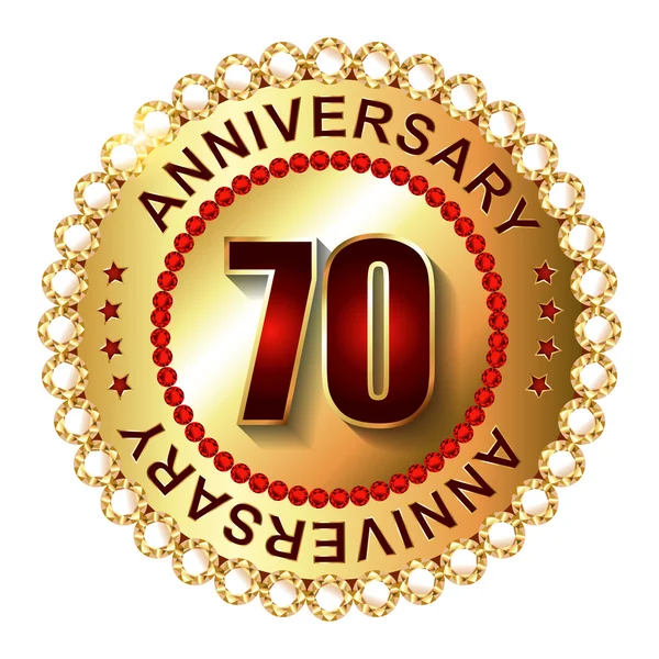 70 ans label d'or anniversaire . — Image vectorielle