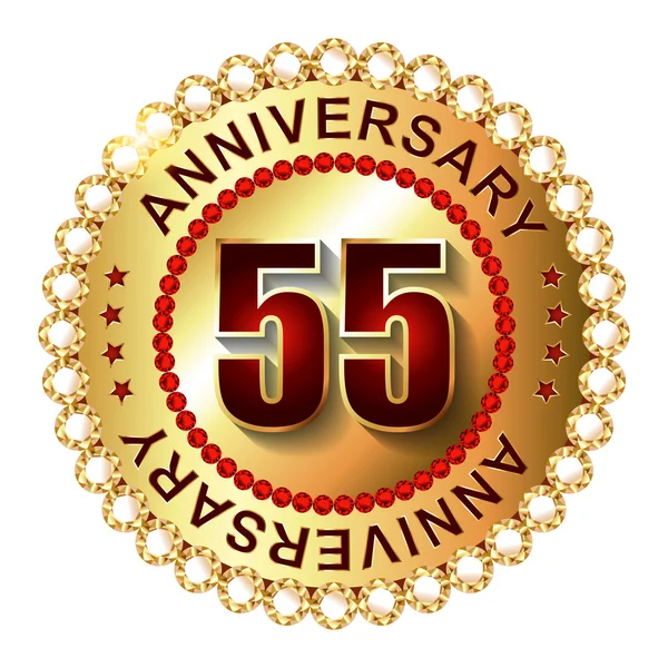 55 Years anniversary golden label. — Stock Vector