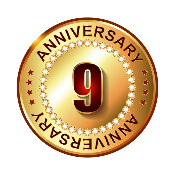 9 Years anniversary golden label.